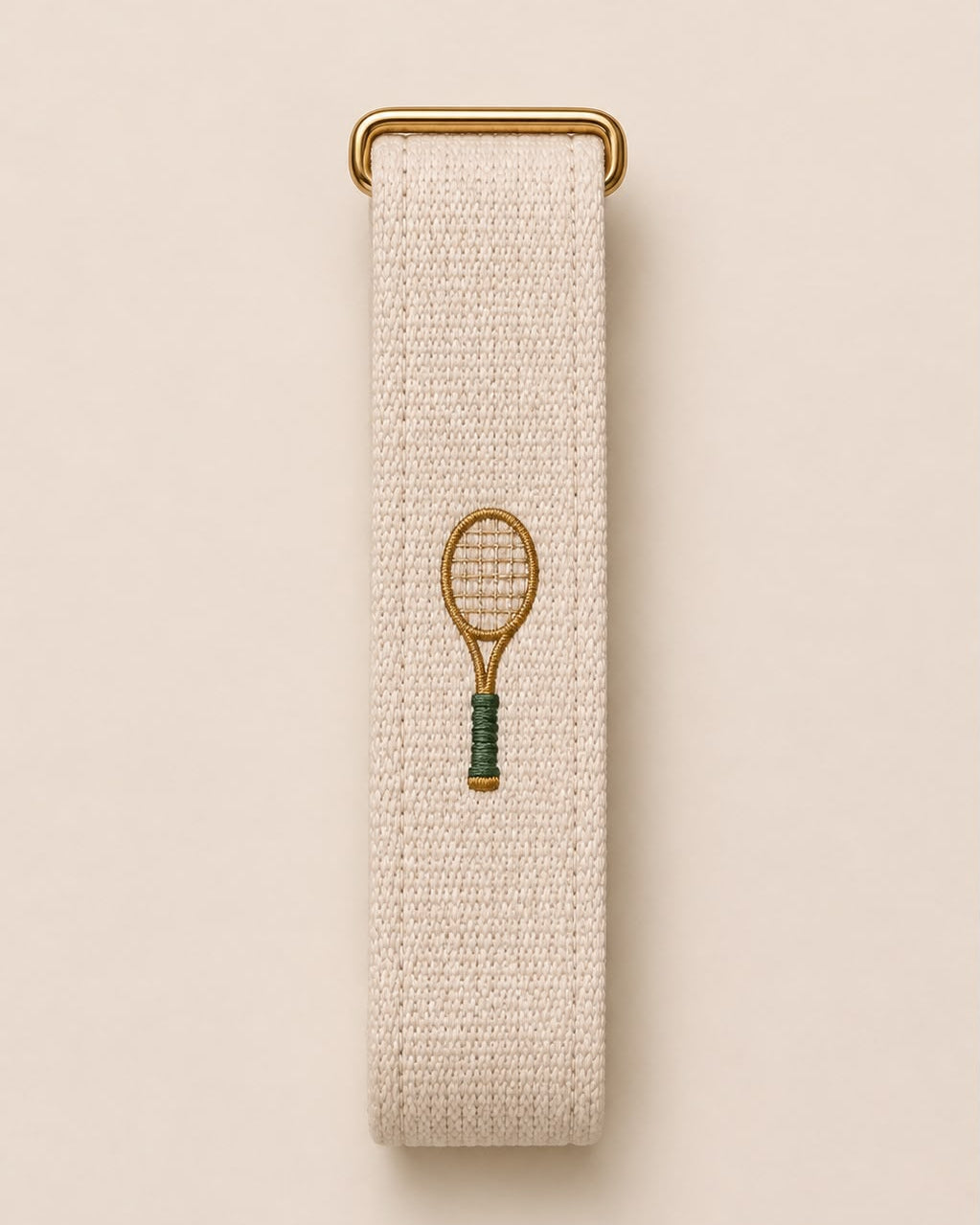 Ecru tennis embroidered band compatible with Fitbit - Lorenzi Paris