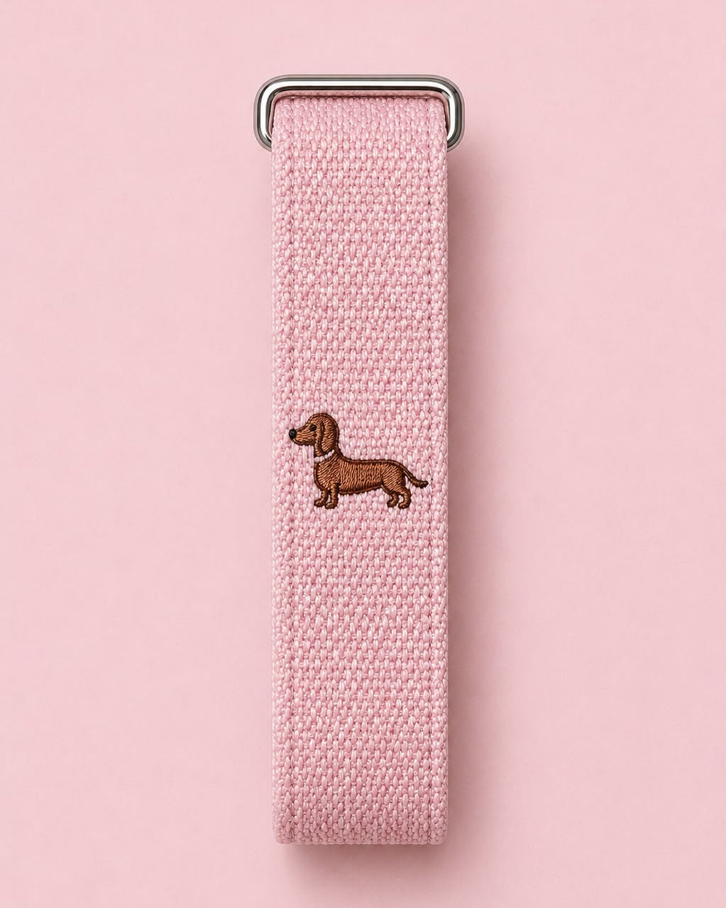 Pink dachshund embroidered band compatible with Fitbit - Lorenzi Paris