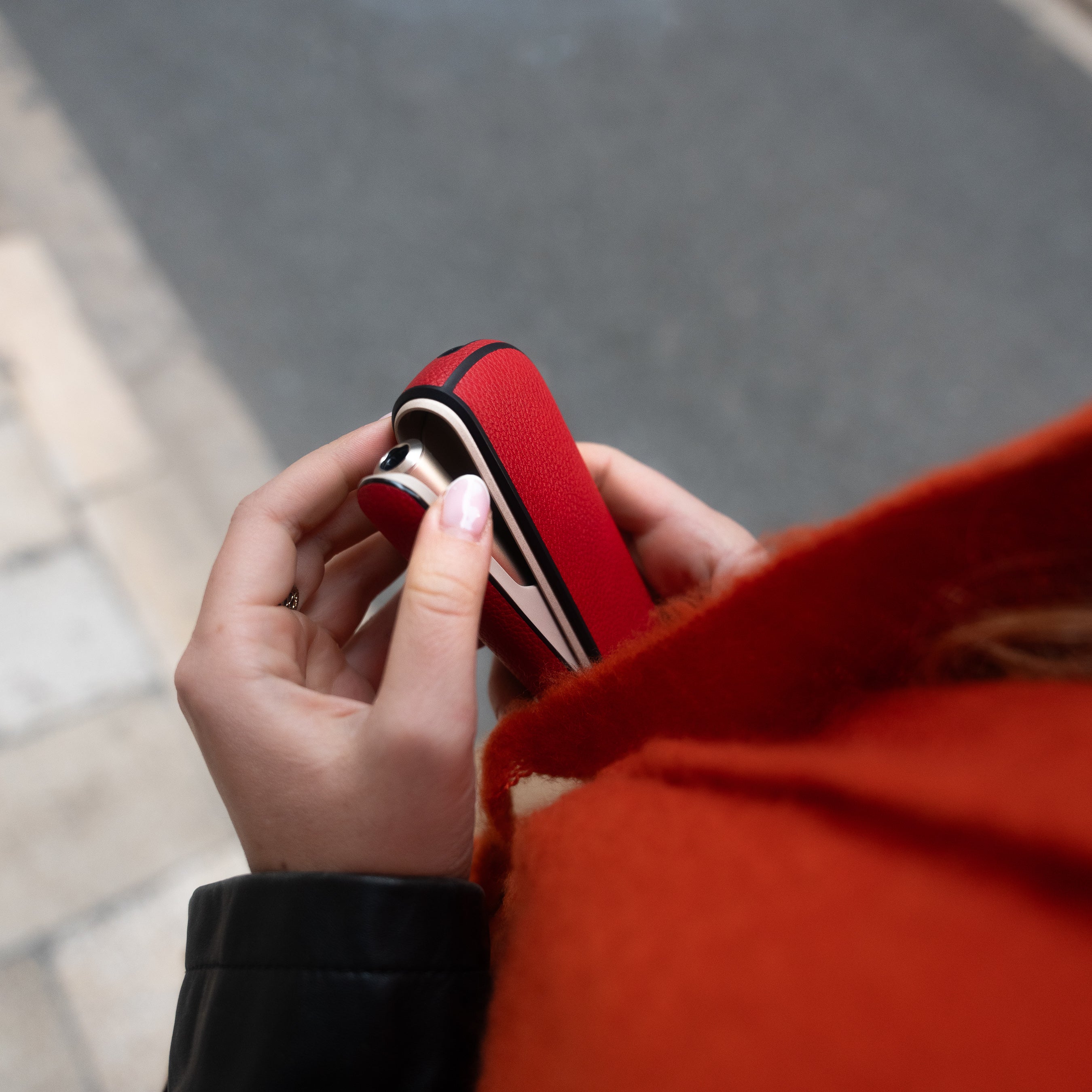 RED LEATHER HOLDER